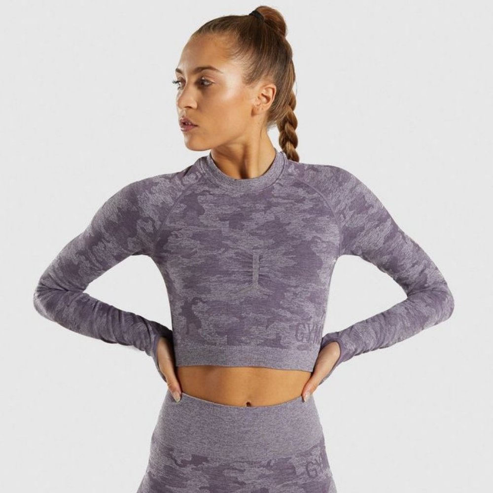 Gymshark Camo Seamless Longsleeve Crop Top